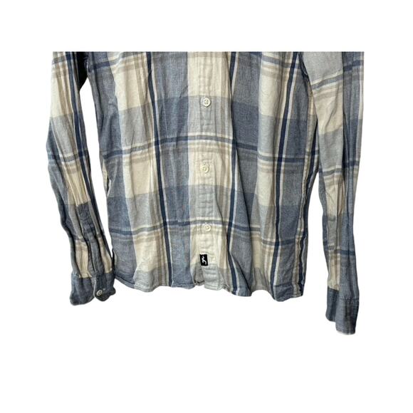 Hollister Blue & Ivory Plaid Hooded Button Up Shirt Men's Medium - Picture 4 of 6